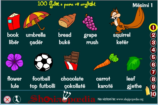 Anglishtja per femije | 100 fjalet e para anglisht